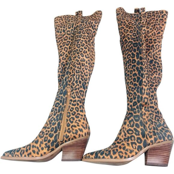 Jessica Simpson Zeana Leopard Print Suede Knee-High Boots - Picture 12 of 14